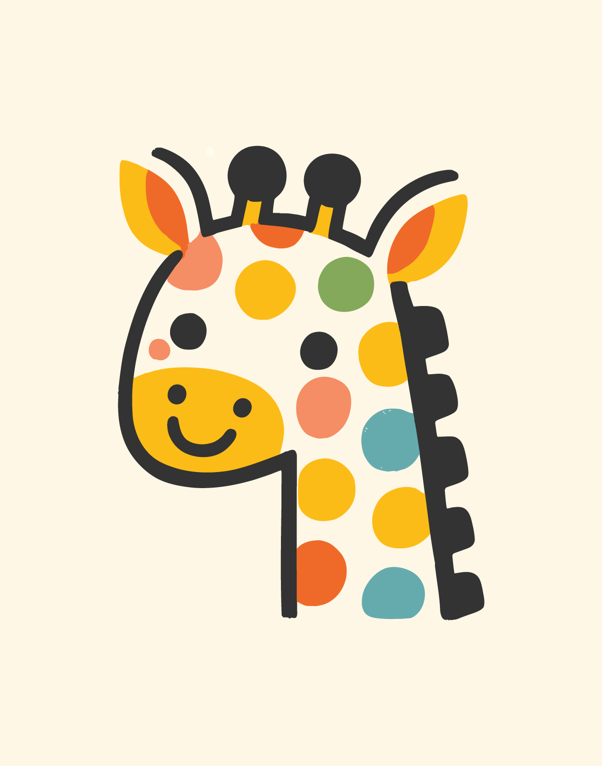 Friendly Giraffe – Animals – Kids Room Poster - My Travel Posters